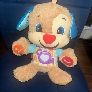 Fisher-Price Tan and Blue Musical Plush Dog